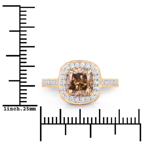 IGI Certified 2.19 Carat Genuine Brown Diamond Center and 0.36cttw White Diamond 18K Yellow Gold Ring (2.55cttw) Bids.com