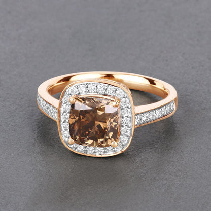 IGI Certified 2.19 Carat Genuine Brown Diamond Center and 0.36cttw White Diamond 18K Yellow Gold Ring (2.55cttw) Bids.com