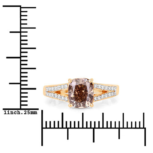 IGI Certified 2.02 Carat Genuine Brown Diamond Center and 0.22cttw White Diamond 18K Yellow Gold Ring (2.24cttw) Bids.com