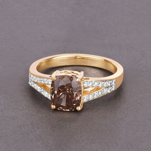 IGI Certified 2.02 Carat Genuine Brown Diamond Center and 0.22cttw White Diamond 18K Yellow Gold Ring (2.24cttw) Bids.com