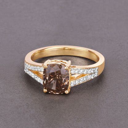 IGI Certified 2.02 Carat Genuine Brown Diamond Center and 0.22cttw White Diamond 18K Yellow Gold Ring (2.24cttw) Bids.com