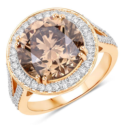 IGI Certified 7.07 Carat Genuine Brown Diamond Center and 0.64cttw White Diamond 18K Yellow Gold Ring (7.71cttw) Bids.com