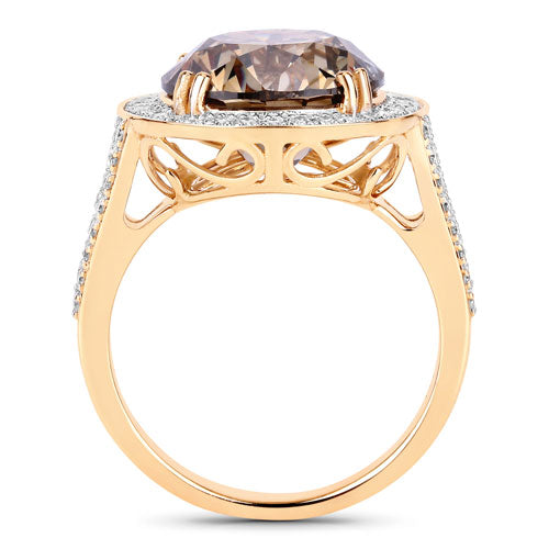 IGI Certified 7.07 Carat Genuine Brown Diamond Center and 0.64cttw White Diamond 18K Yellow Gold Ring (7.71cttw) Bids.com