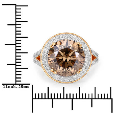 IGI Certified 7.07 Carat Genuine Brown Diamond Center and 0.64cttw White Diamond 18K Yellow Gold Ring (7.71cttw) Bids.com