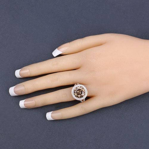IGI Certified 7.07 Carat Genuine Brown Diamond Center and 0.64cttw White Diamond 18K Yellow Gold Ring (7.71cttw) Bids.com
