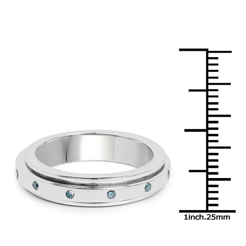 0.14 Carat Genuine Blue Diamond .925 Sterling Silver Ring Bids.com