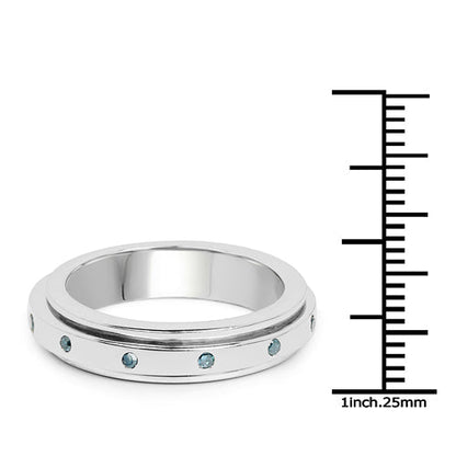0.14 Carat Genuine Blue Diamond .925 Sterling Silver Ring Bids.com