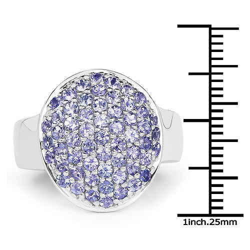 2.00 Carat Genuine Tanzanite .925 Sterling Silver Ring Bids.com