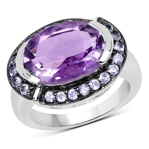 5.56 Carat Genuine Amethyst & Tanzanite .925 Sterling Silver Ring Bids.com