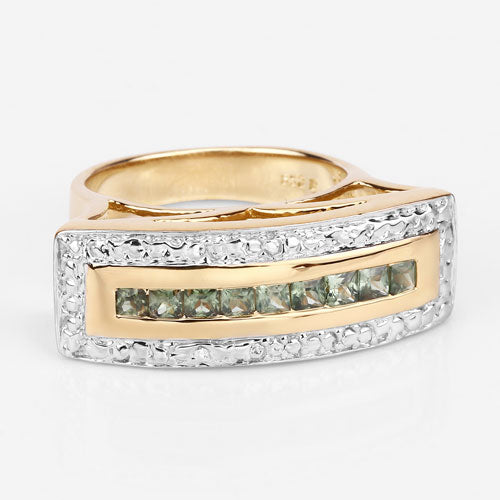 1.08 Carat Genuine Green Sapphire .925 Sterling Silver Ring Bids.com