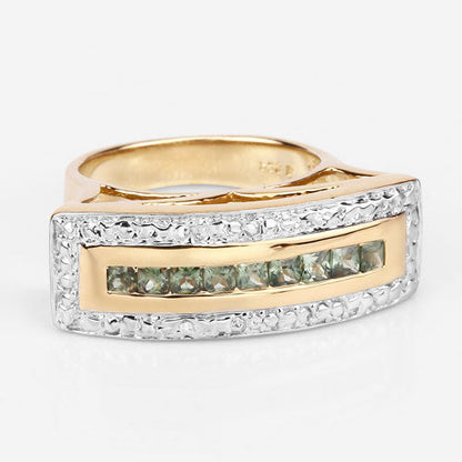 1.08 Carat Genuine Green Sapphire .925 Sterling Silver Ring Bids.com