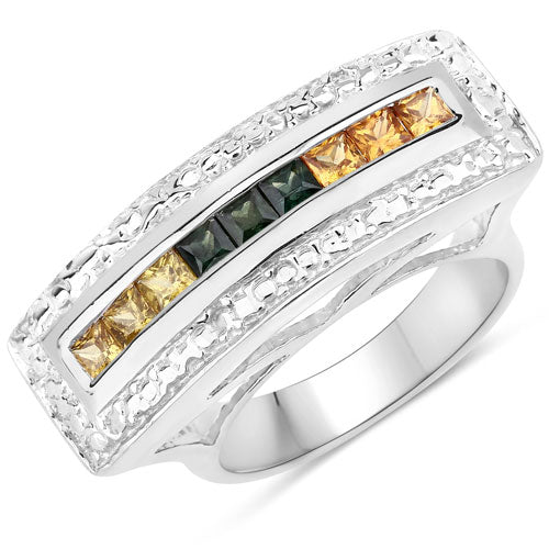 1.08 Carat Genuine Multi Sapphire .925 Sterling Silver Ring Bids.com