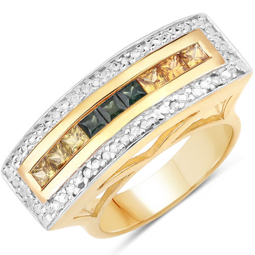 1.08 Carat Genuine Multi Sapphire .925 Sterling Silver Ring Bids.com