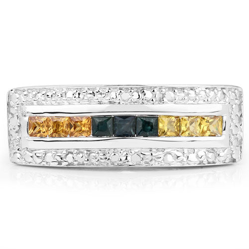 1.08 Carat Genuine Multi Sapphire .925 Sterling Silver Ring Bids.com