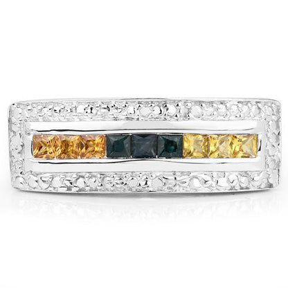 1.08 Carat Genuine Multi Sapphire .925 Sterling Silver Ring Bids.com
