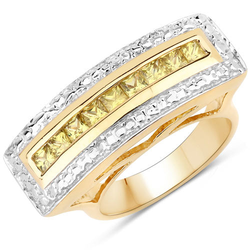 1.08 Carat Genuine Yellow Sapphire .925 Sterling Silver Ring Bids.com