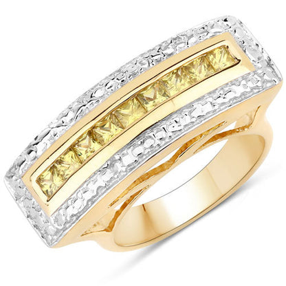 1.08 Carat Genuine Yellow Sapphire .925 Sterling Silver Ring Bids.com