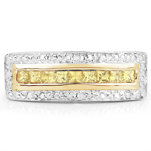 1.08 Carat Genuine Yellow Sapphire .925 Sterling Silver Ring Bids.com