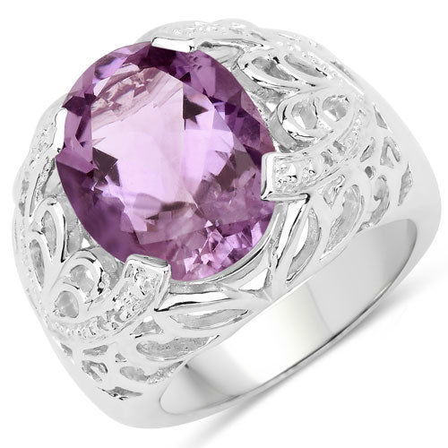 8.24 Carat Genuine Amethyst and White Topaz .925 Sterling Silver Ring Bids.com