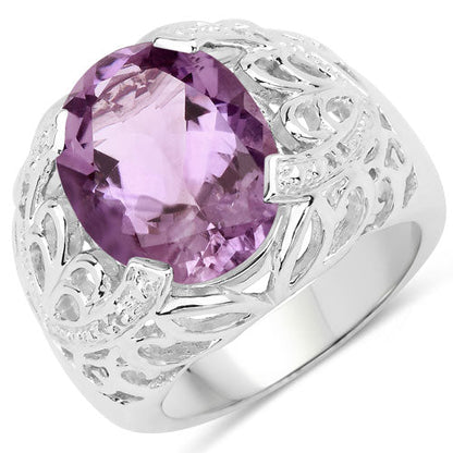 8.24 Carat Genuine Amethyst and White Topaz .925 Sterling Silver Ring Bids.com