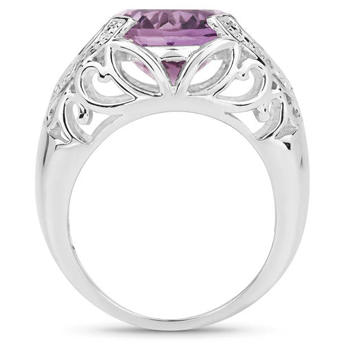 8.24 Carat Genuine Amethyst and White Topaz .925 Sterling Silver Ring Bids.com