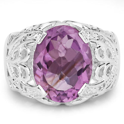 8.24 Carat Genuine Amethyst and White Topaz .925 Sterling Silver Ring Bids.com