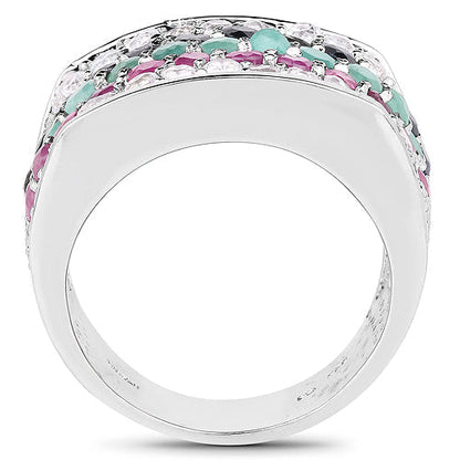 4.28 Carat Genuine Multi Stone .925 Sterling Silver Ring Bids.com