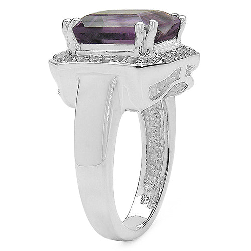4.91 Carat Genuine Amethyst & White Topaz .925 Sterling Silver Ring Bids.com