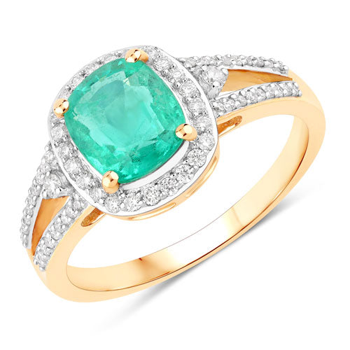 1.65 Carat Genuine Ethiopian Emerald and White Diamond 14K Yellow Gold Ring Bids.com