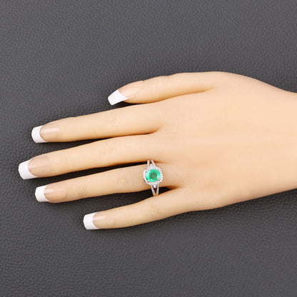 1.65 Carat Genuine Ethiopian Emerald and White Diamond 14K Yellow Gold Ring Bids.com