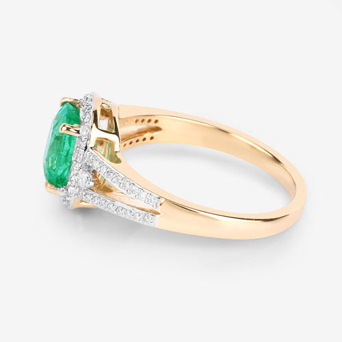 1.65 Carat Genuine Ethiopian Emerald and White Diamond 14K Yellow Gold Ring Bids.com
