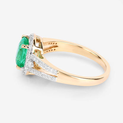 1.65 Carat Genuine Ethiopian Emerald and White Diamond 14K Yellow Gold Ring Bids.com