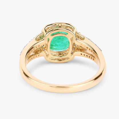 1.65 Carat Genuine Ethiopian Emerald and White Diamond 14K Yellow Gold Ring Bids.com