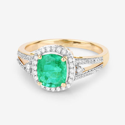 1.65 Carat Genuine Ethiopian Emerald and White Diamond 14K Yellow Gold Ring Bids.com