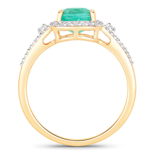 1.65 Carat Genuine Ethiopian Emerald and White Diamond 14K Yellow Gold Ring Bids.com