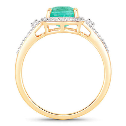 1.65 Carat Genuine Ethiopian Emerald and White Diamond 14K Yellow Gold Ring Bids.com