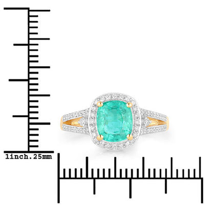 1.65 Carat Genuine Ethiopian Emerald and White Diamond 14K Yellow Gold Ring Bids.com