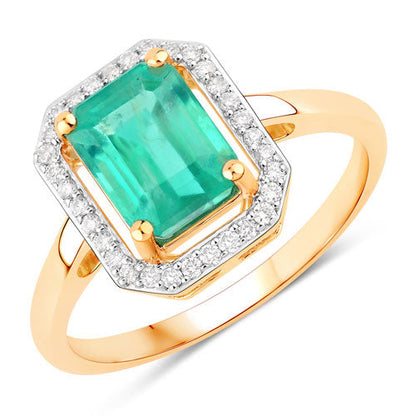 1.62 Carat Genuine Ethiopian Emerald and White Diamond 14K Yellow Gold Ring Bids.com