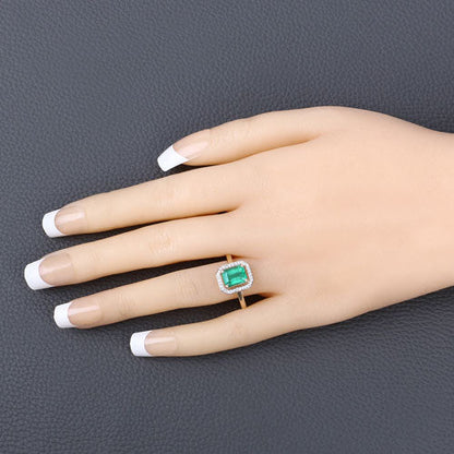 1.62 Carat Genuine Ethiopian Emerald and White Diamond 14K Yellow Gold Ring Bids.com