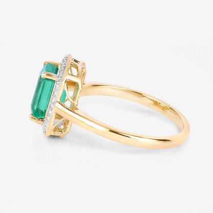 1.62 Carat Genuine Ethiopian Emerald and White Diamond 14K Yellow Gold Ring Bids.com