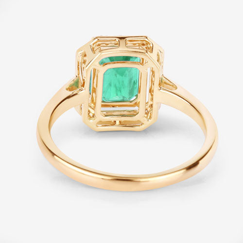 1.62 Carat Genuine Ethiopian Emerald and White Diamond 14K Yellow Gold Ring Bids.com