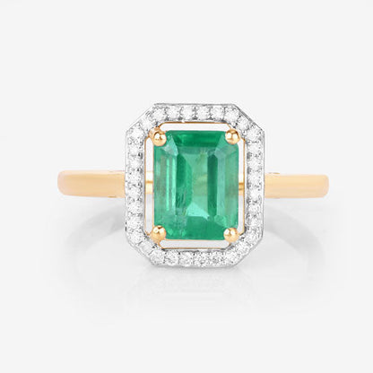 1.62 Carat Genuine Ethiopian Emerald and White Diamond 14K Yellow Gold Ring Bids.com