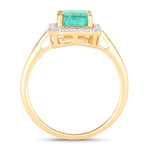 1.62 Carat Genuine Ethiopian Emerald and White Diamond 14K Yellow Gold Ring Bids.com