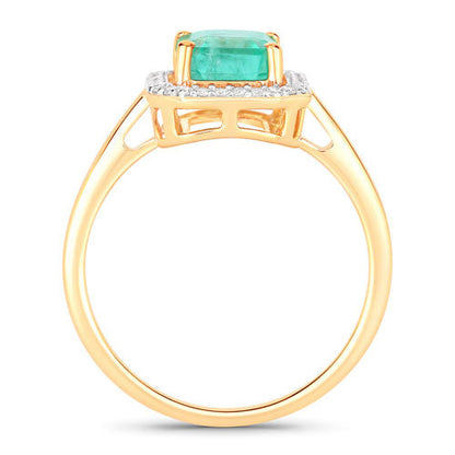 1.62 Carat Genuine Ethiopian Emerald and White Diamond 14K Yellow Gold Ring Bids.com