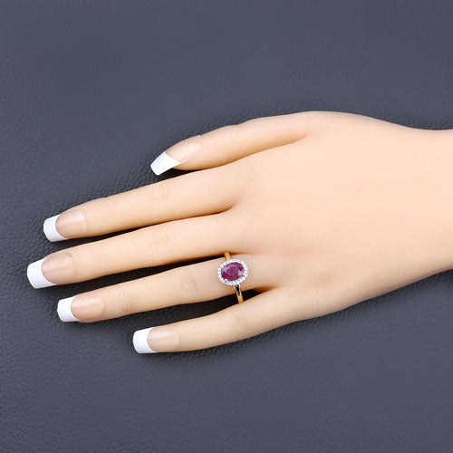 1.59 Carat Genuine Ruby and White Diamond 10K Yellow Gold Ring Bids.com