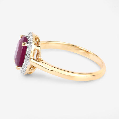 1.59 Carat Genuine Ruby and White Diamond 10K Yellow Gold Ring Bids.com