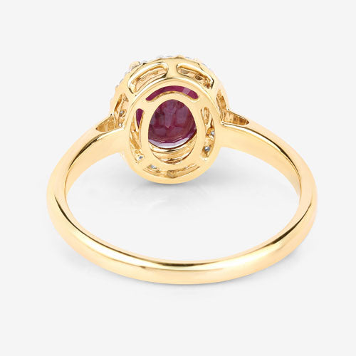 1.59 Carat Genuine Ruby and White Diamond 10K Yellow Gold Ring Bids.com
