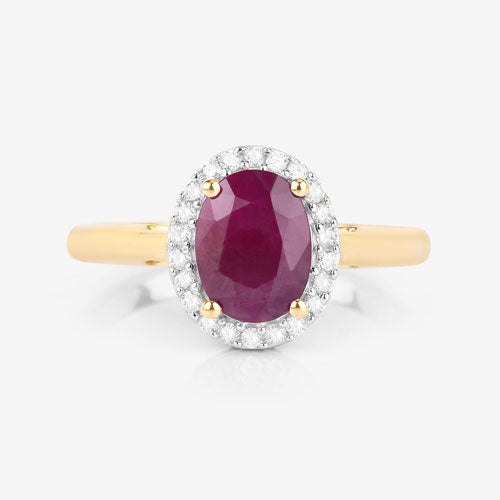 1.59 Carat Genuine Ruby and White Diamond 10K Yellow Gold Ring Bids.com