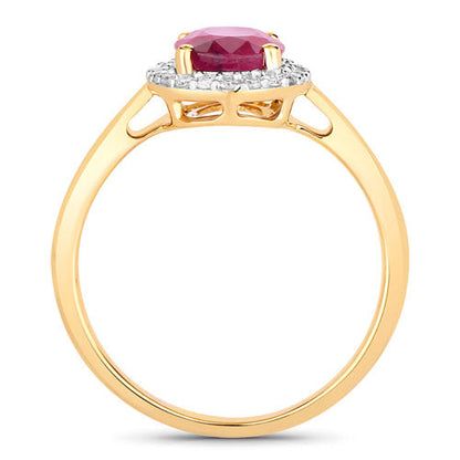 1.59 Carat Genuine Ruby and White Diamond 10K Yellow Gold Ring Bids.com