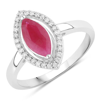 1.52 Carat Genuine Ruby and White Diamond 10K White Gold Ring Bids.com